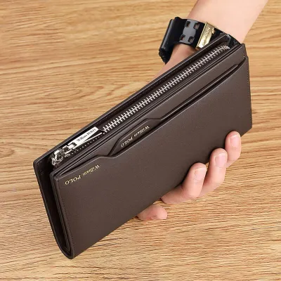 Genuine Cowhide Leather William Polo Long Wallet